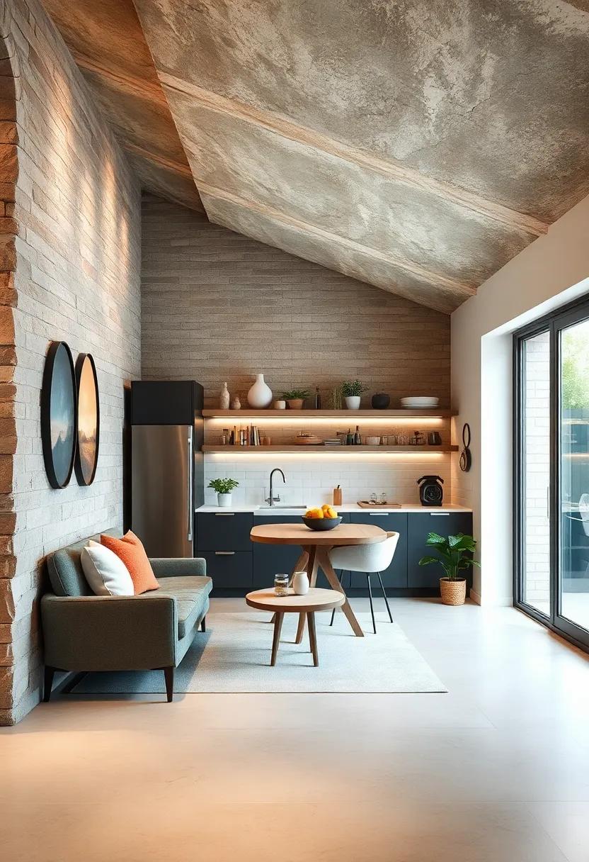 Blending Modern and Rustic Elements in Small Under Stairs Kitchen Designs