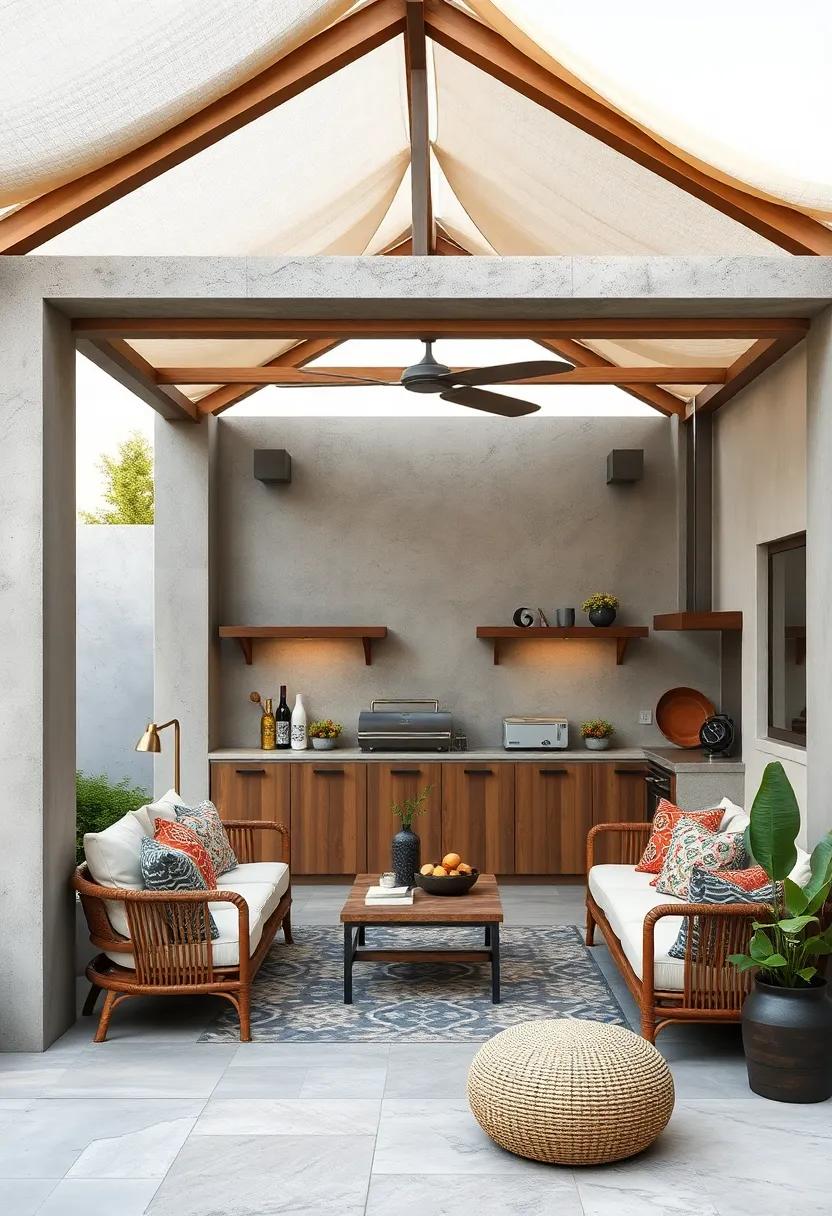 Balancing Open Air and Shelter with Minimalist Roof Structures for Versatile Cooking Conditions