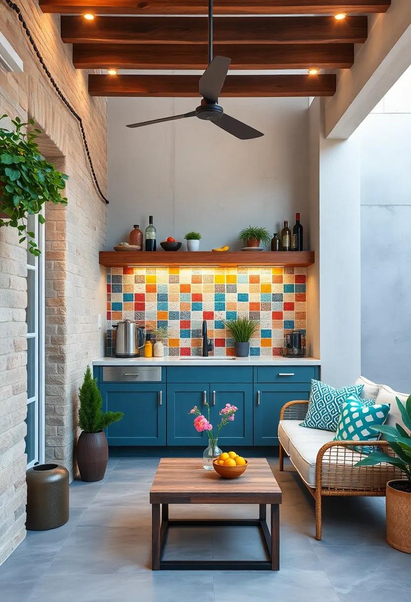 Showcasing Colorful Tile Backsplashes as Vibrant Focal Points for Tiny Culinary Spaces