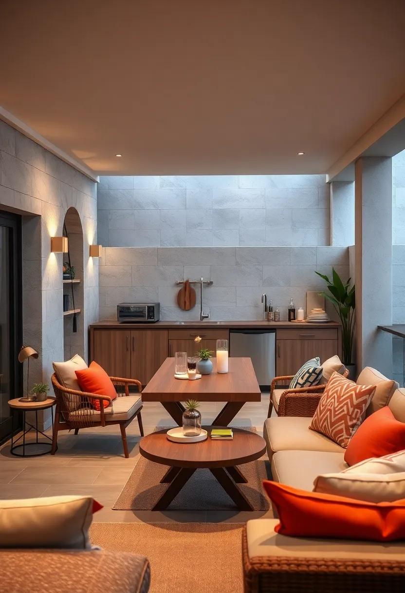 Utilizing Foldable and Stowaway Elements to Expand Cooking and Dining Capabilities on Demand