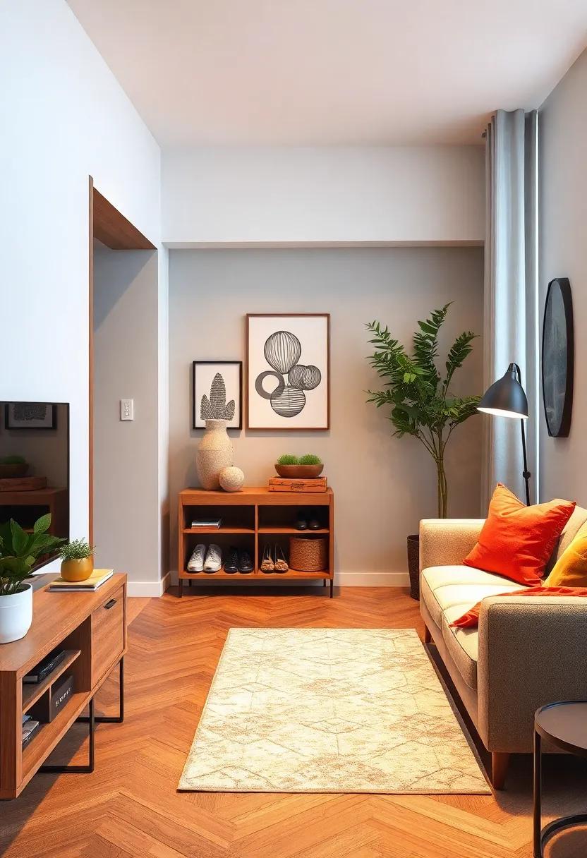 Create a Designated ⁤Entryway: Dedicate a corner of the living room ⁣to⁤ create an inviting entryway ‌with storage for shoes and⁣ coats