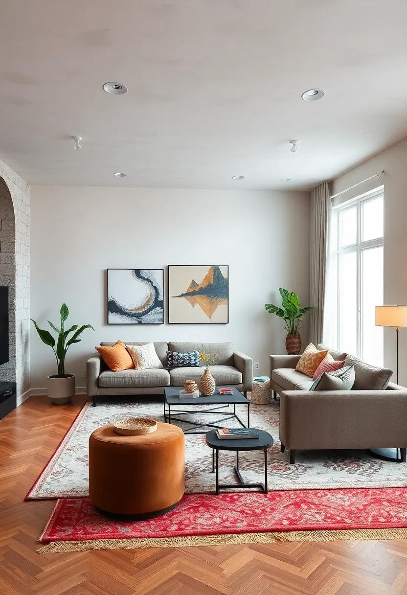 Define Zones with Area Rugs: Use rugs to visually separate different functional areas within an open space, helping to keep ​each​ zone organized