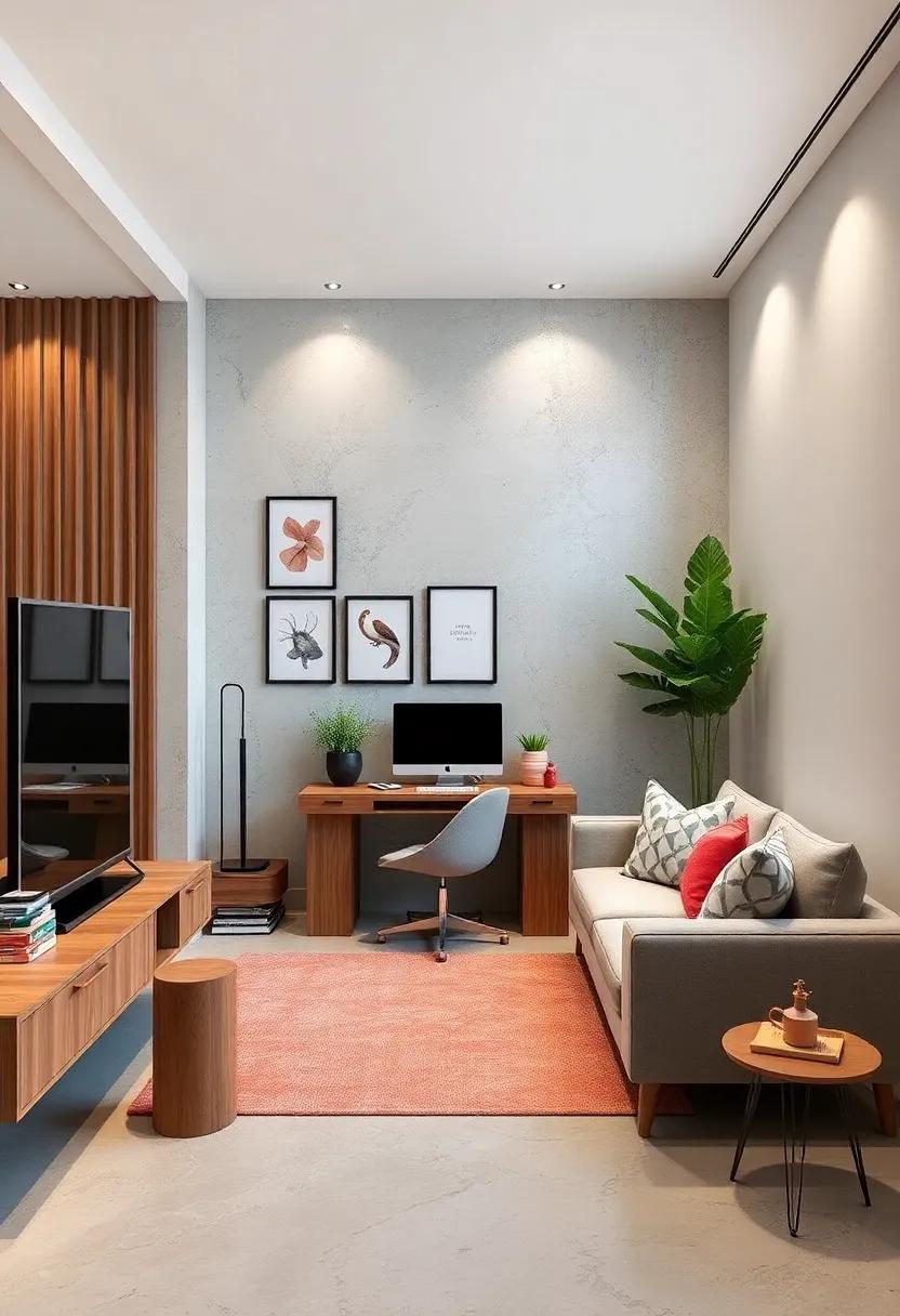 Create a Compact ​Office: Use a small desk‍ or‌ wall-mounted desk to carve out a productive workspace in‌ any corner of your living area