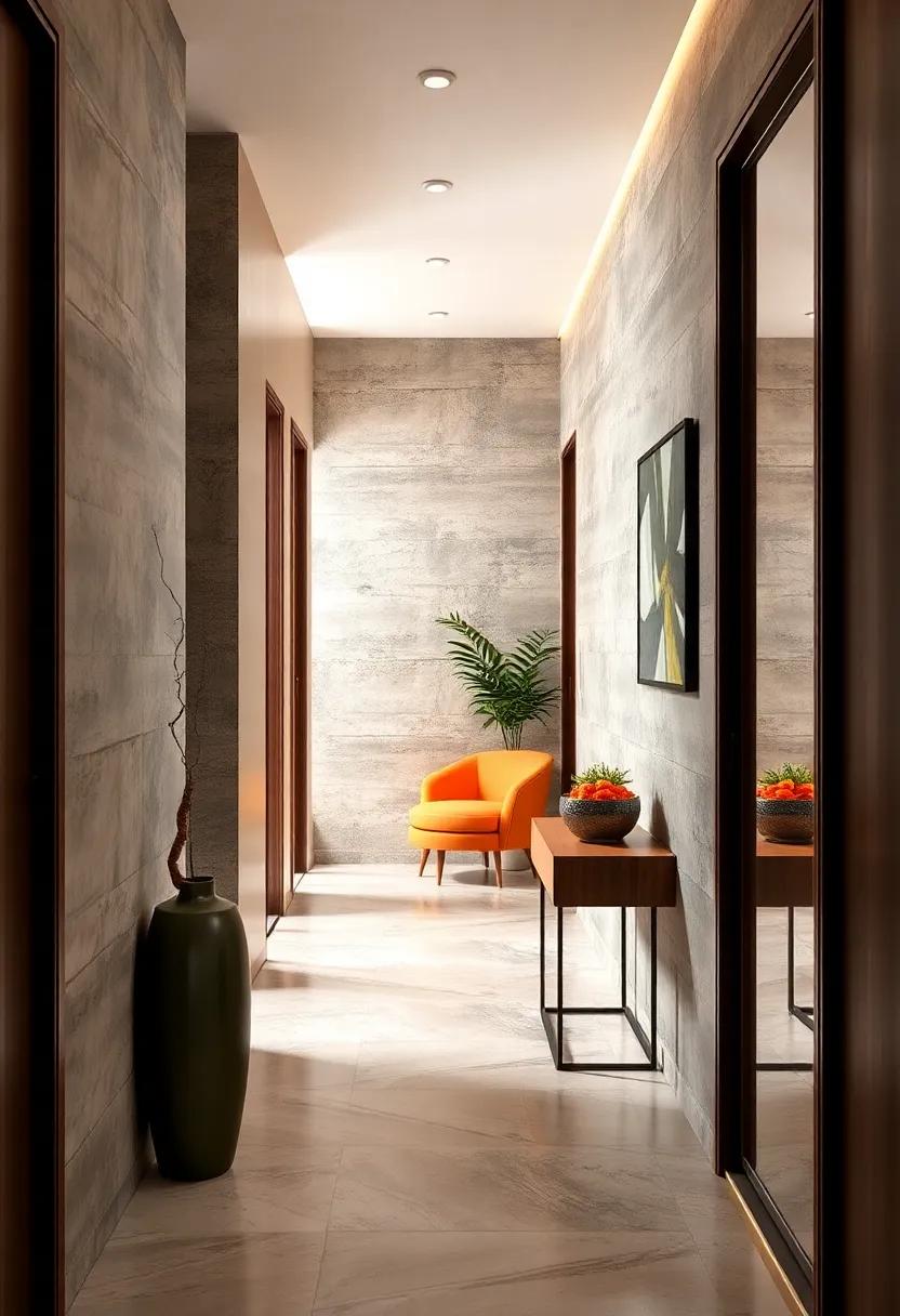 Elegant Accent Walls Featuring Subtle Textures to Elevate Narrow Hallway Ambiance