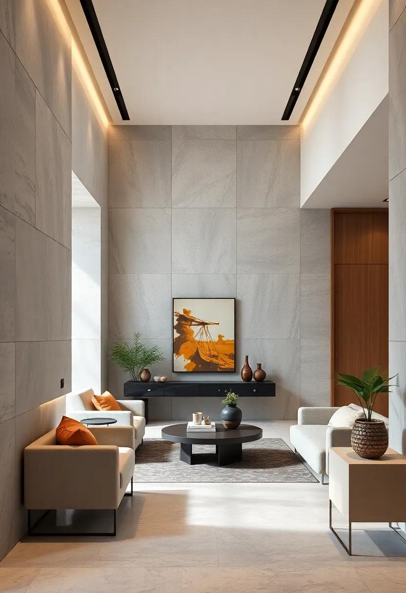 The Visual Power of Monochromatic Textured Panels in Minimalist Hall Interiors