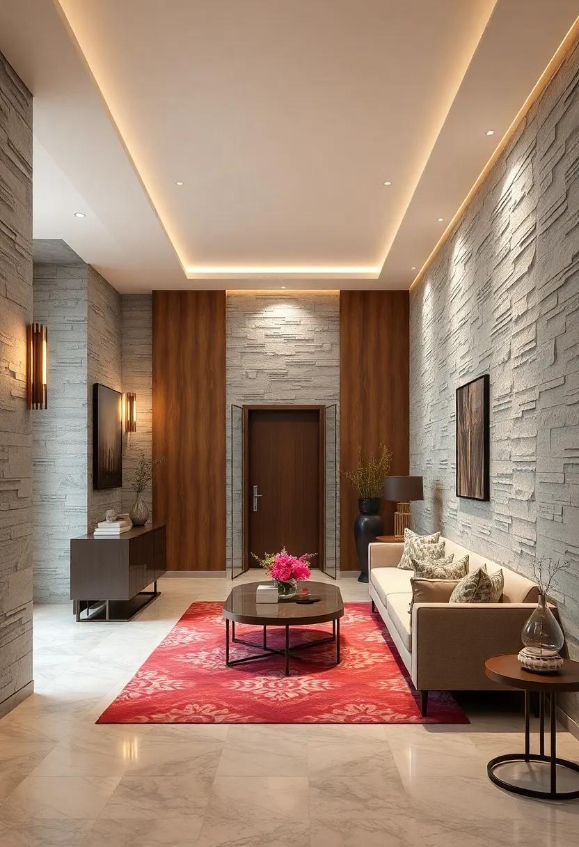 Play of Shadows and Highlights on Deep Relief Panels to Amplify Hall Visual Interest