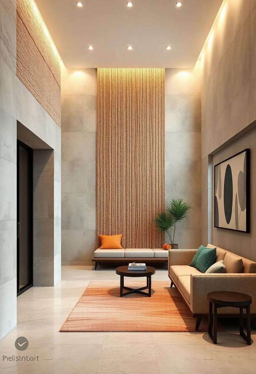 Woven and Fabric-Inspired Textured Panels Adding Warmth to Sleek Modern Hall Designs