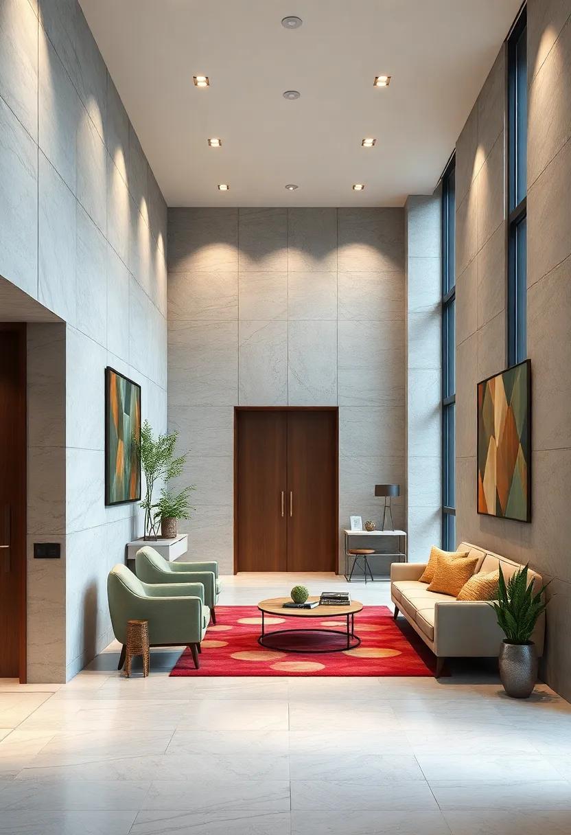 Contrast and Harmony in Combining Smooth and Textured Surfaces in Modern Entrances