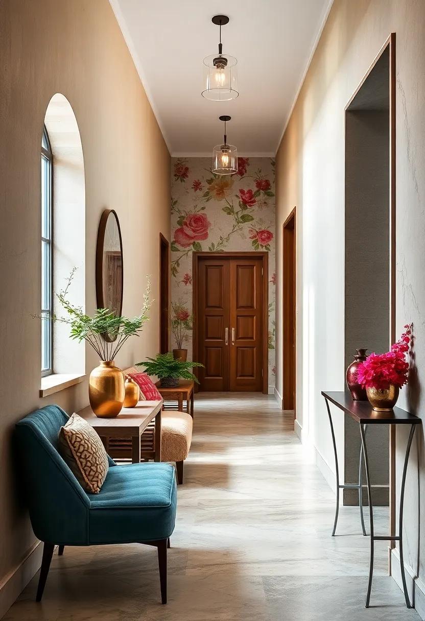 Floral Wallpaper Murals Evoking Timeless Charm and Nature's Beauty in Narrow Passageways