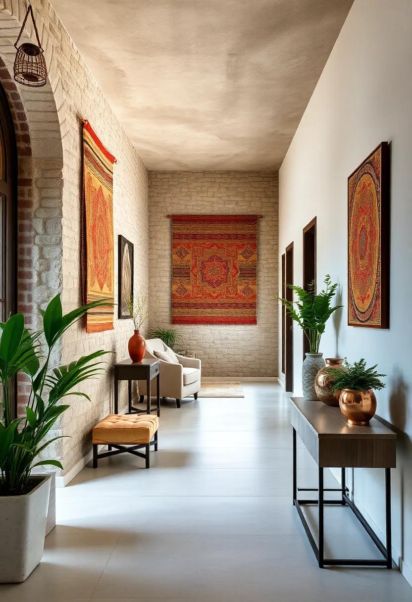 Handwoven Tapestries Adding Texture and Depth to Traditional Hallway Walls Rich in History