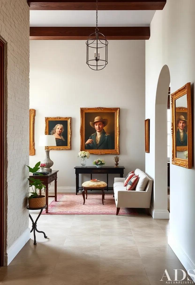 Old World Portrait Paintings Capturing Timeless Expressions Hung in Ornate Gilded Frames