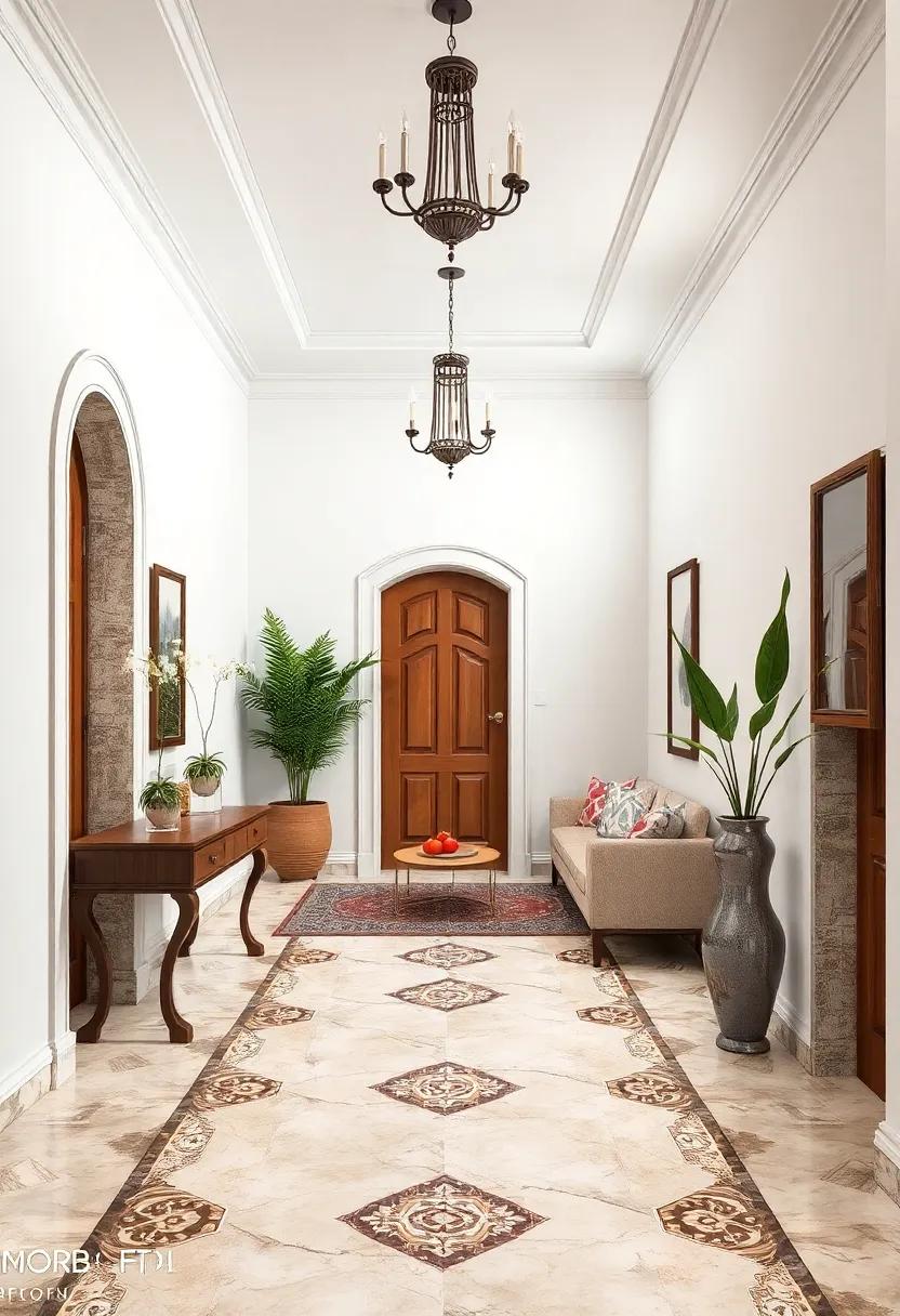 Refined Marble Floor Insets and Mosaic Tile Patterns Offering Subtle Touches of Luxury and Craftsmanship