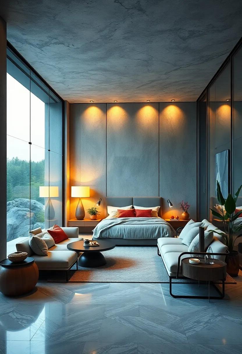 Comfort Zones Defined Through Nooks and Seating Arrangements Against Transparent Glass Backdrops