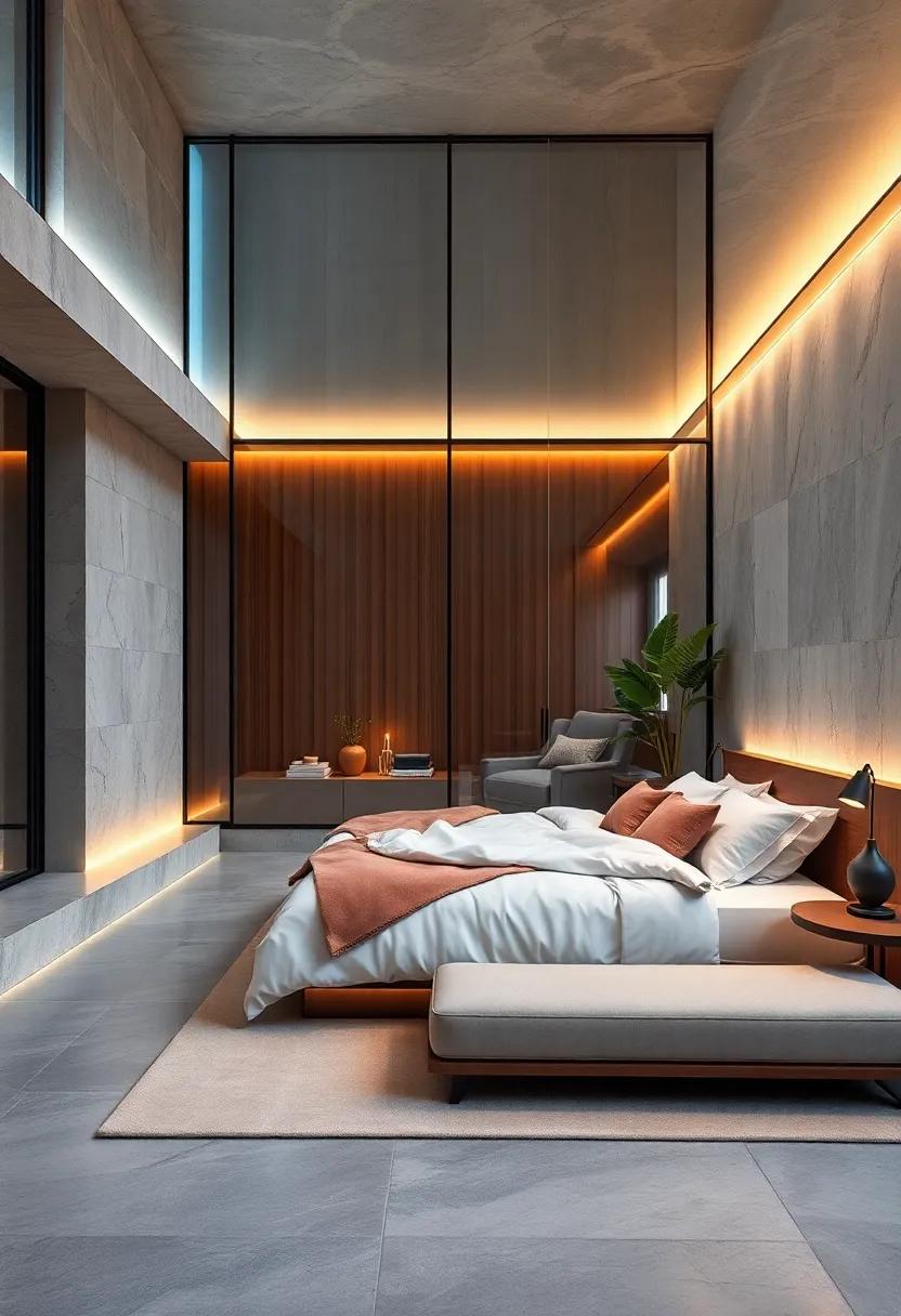 The Intersection of Technology and Comfort with Smart Lighting in Ambient Glass-Walled Bedrooms