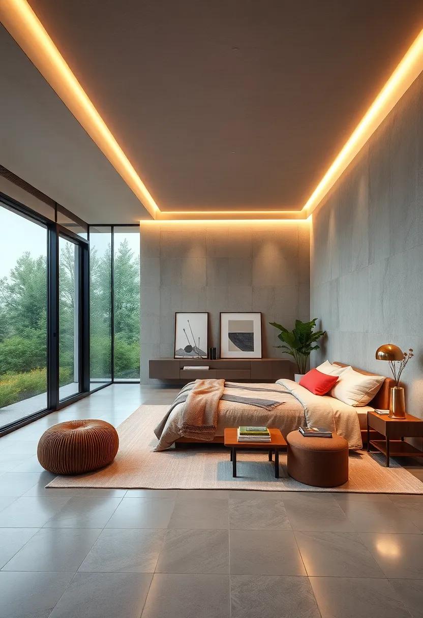 Minimalist Furniture Designs Complementing the Clean Lines of Glass-Enclosed Modern Bedrooms