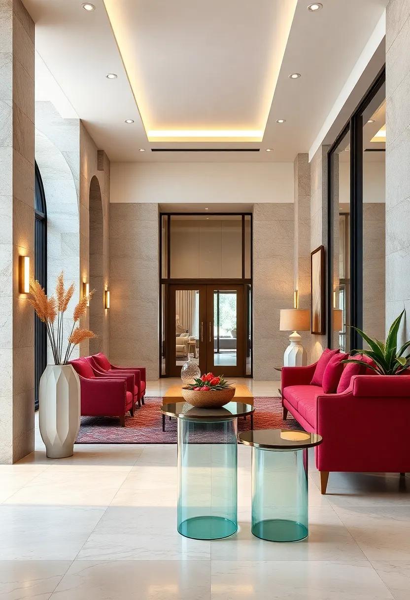 Contemporary Acrylic Pedestal Tables with Floating Designs Offering Lightweight Charm in Crowded Entrances