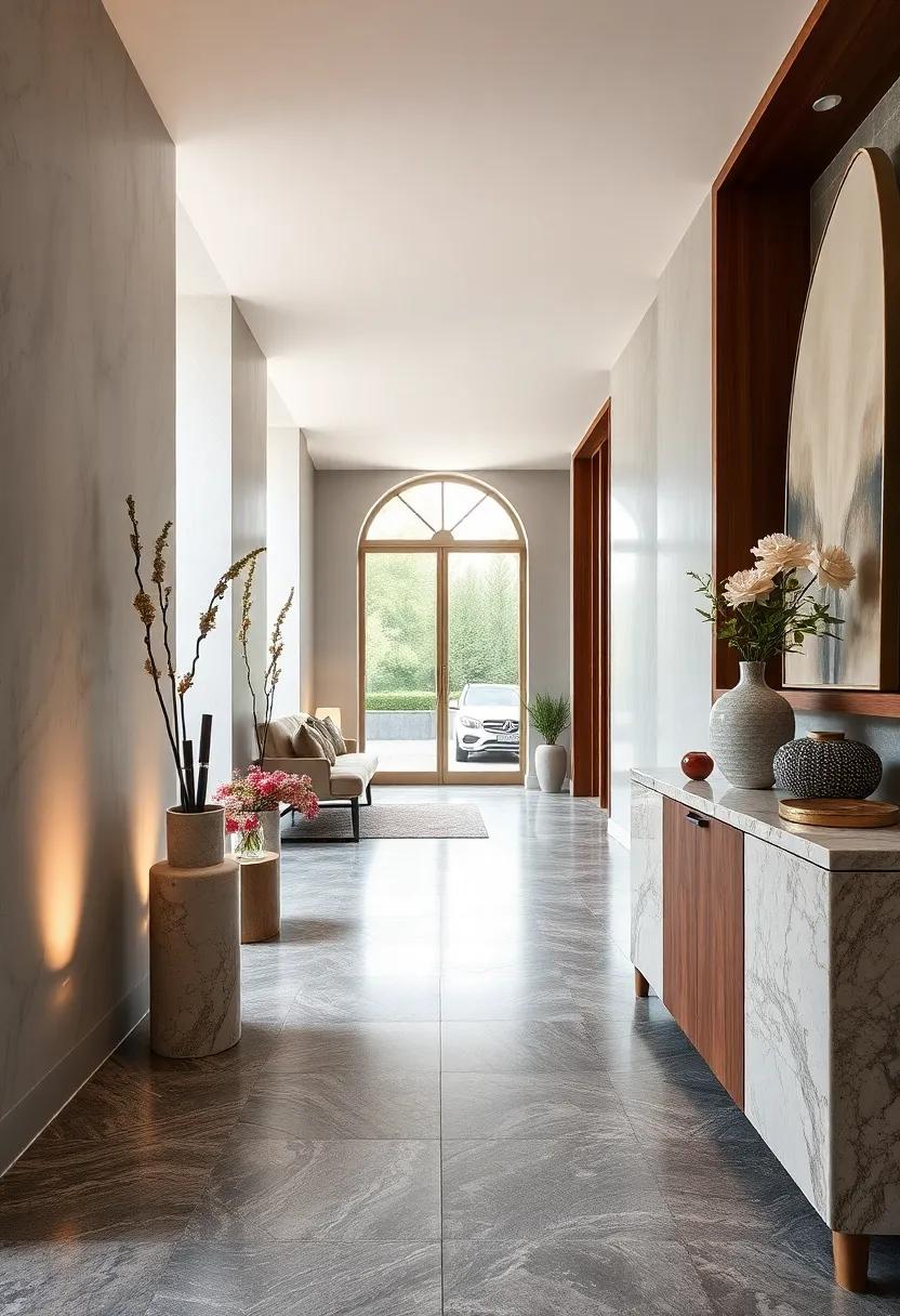 Marble and Wood Hybrid Sideboards Featuring Integrated Umbrella Slots for a Classic Yet Contemporary Look