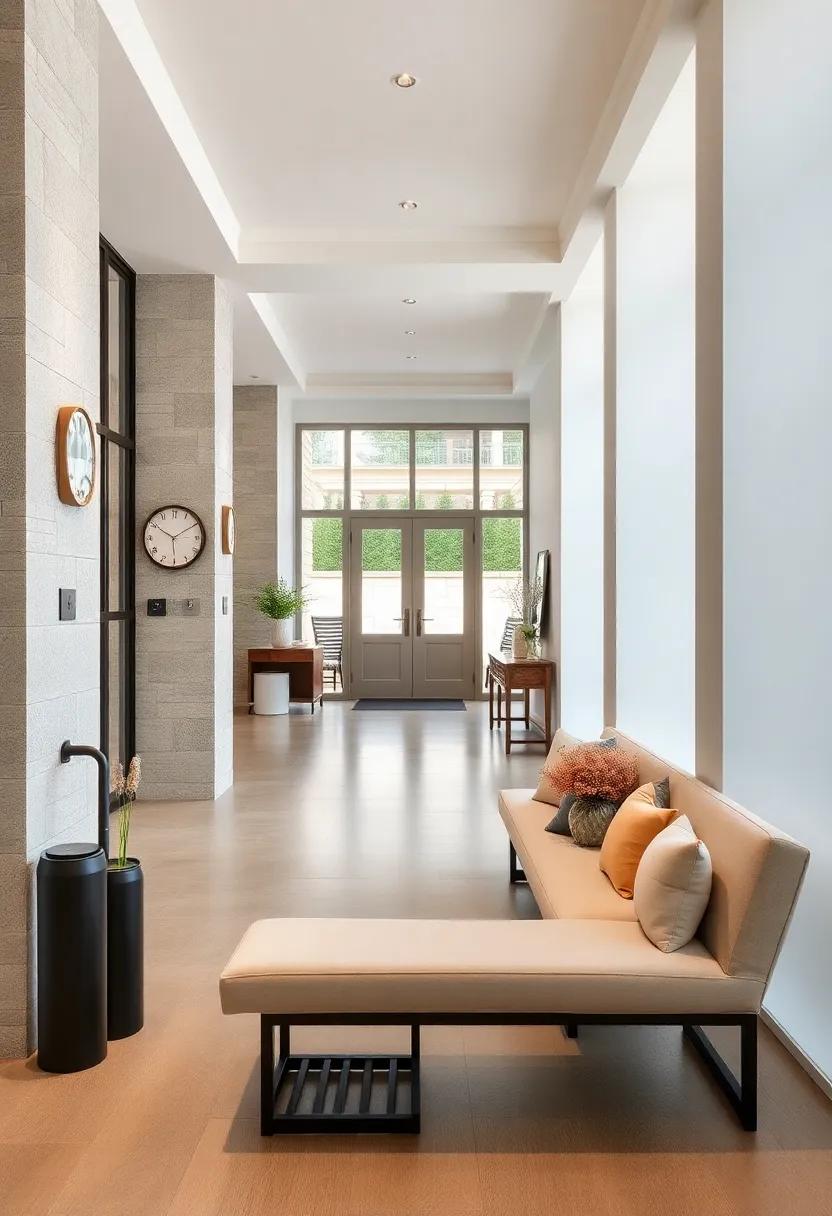 Soft Upholstered Benches with Slim Umbrella Compartments Inviting Guests to Pause in Both Comfort and Style