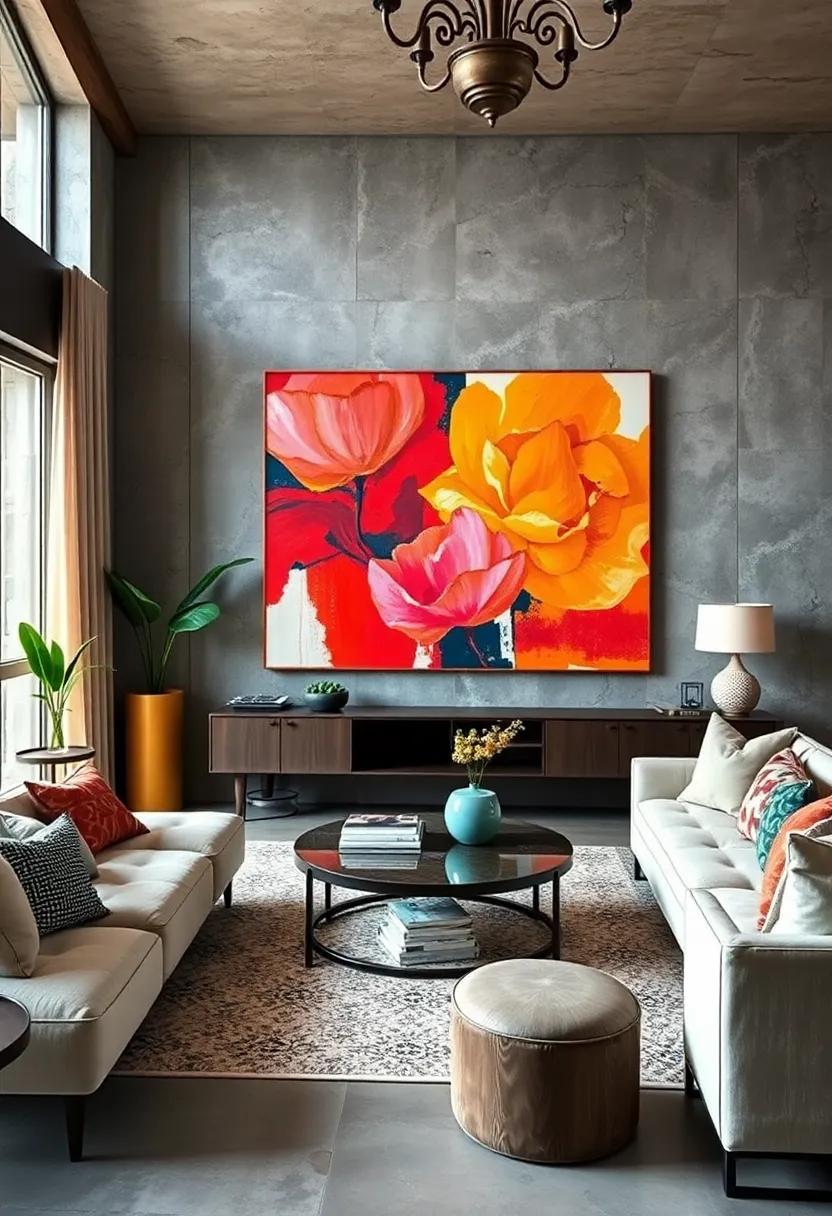 Transforming Eclectic Living Rooms With Oversized Abstract Wall Art in Vibrant Color Palettes