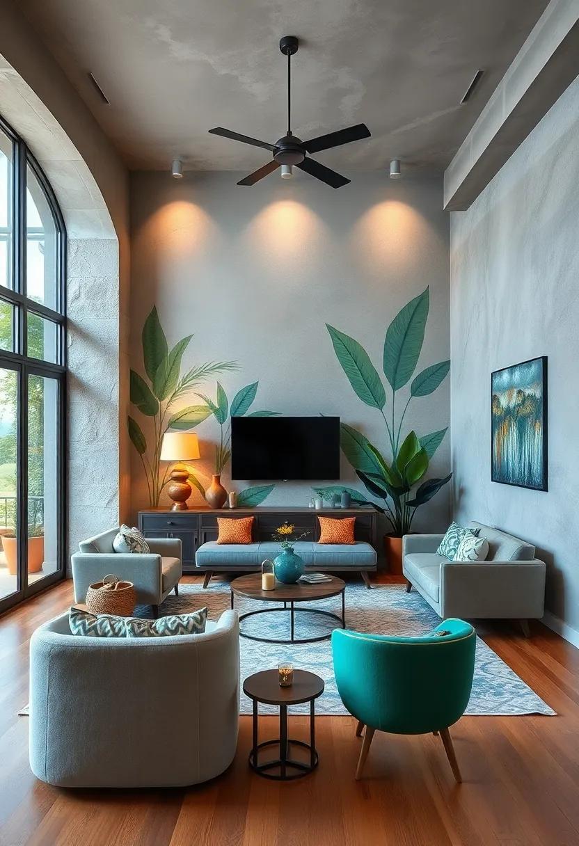 Whimsical Hand-Painted Murals Inspired by Nature for Brightening Eclectic Areas