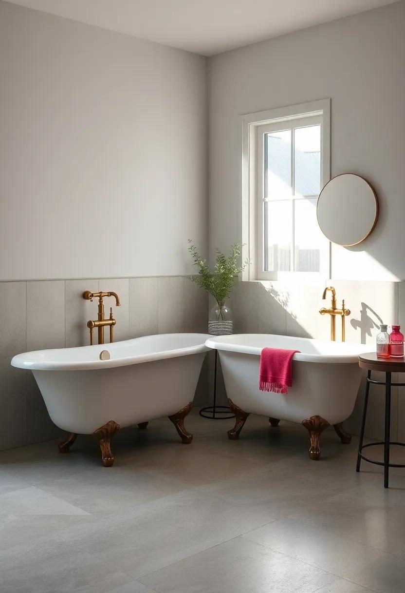The Serenity of Clawfoot Tubs Bathed in Soft Morning Light and Antique Brass Fixtures