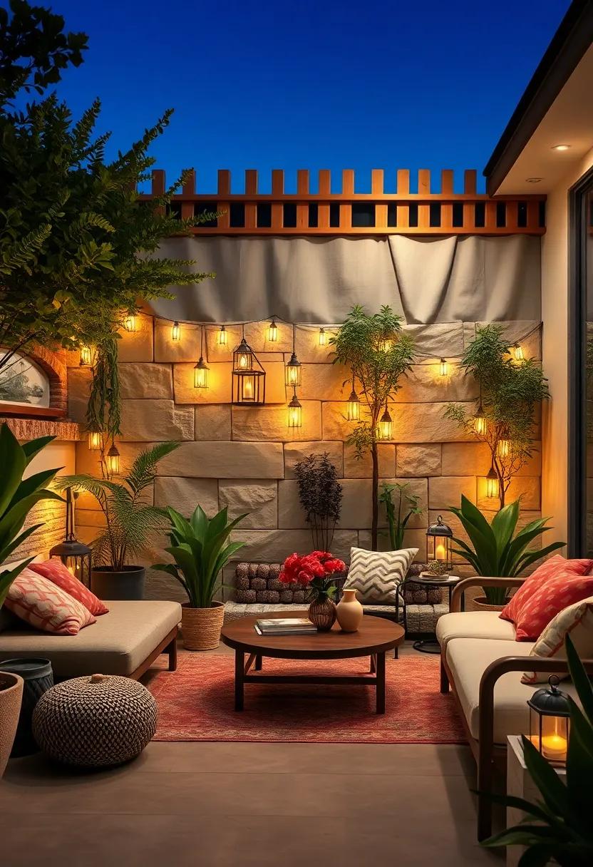 Enchanting Garden Fence Embedded with Tiny Lanterns Illuminating Twilight Strolls