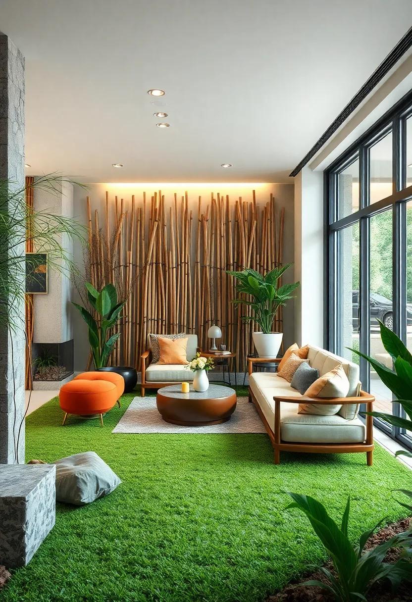 Serene Bamboo and Reeds Fence Blended Seamlessly into a Zen Garden Setting