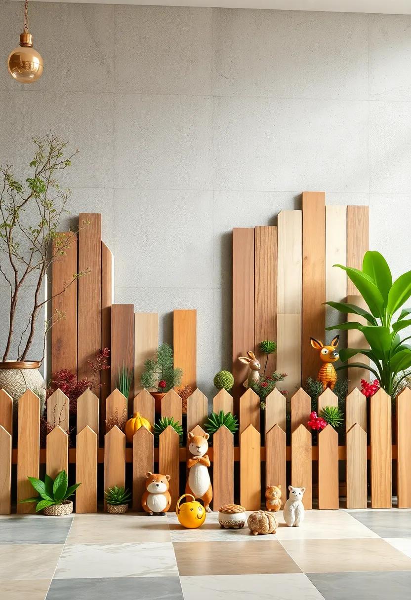 Whimsical Animal Figures Nestled Amongst a Patchwork of Patchwork Garden Fence Panels