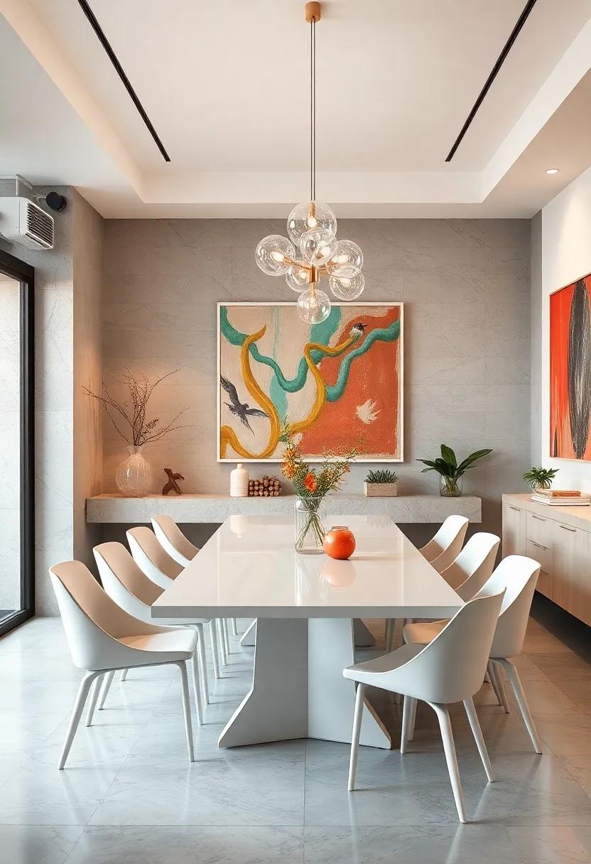 The Fusion of Modern Art and Classic White Dining Tables Creating Dynamic, Stylish Interiors