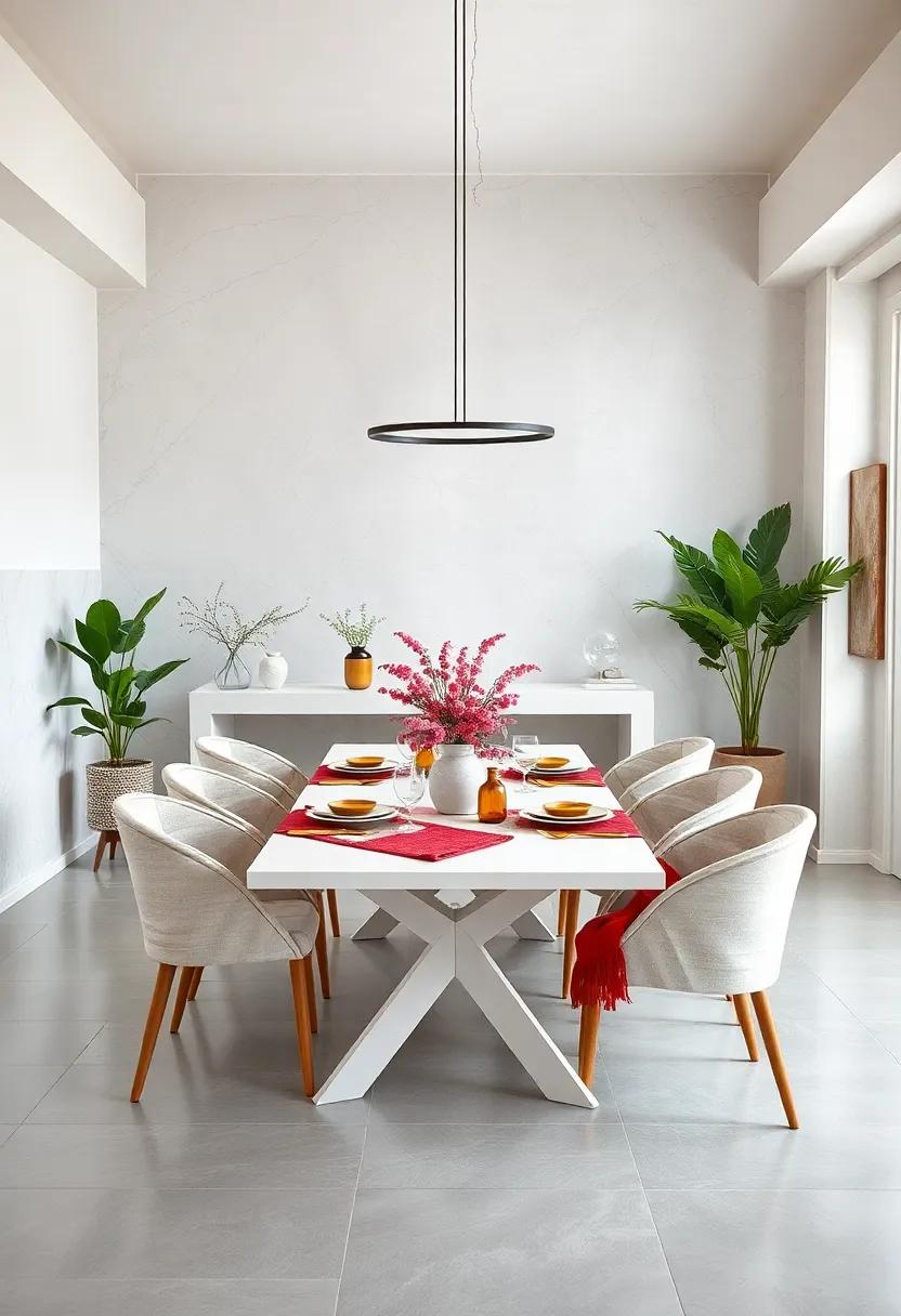 The Harmony of Soft Textiles and White Dining Tables in Creating an Inviting, Cozy Gathering Spot