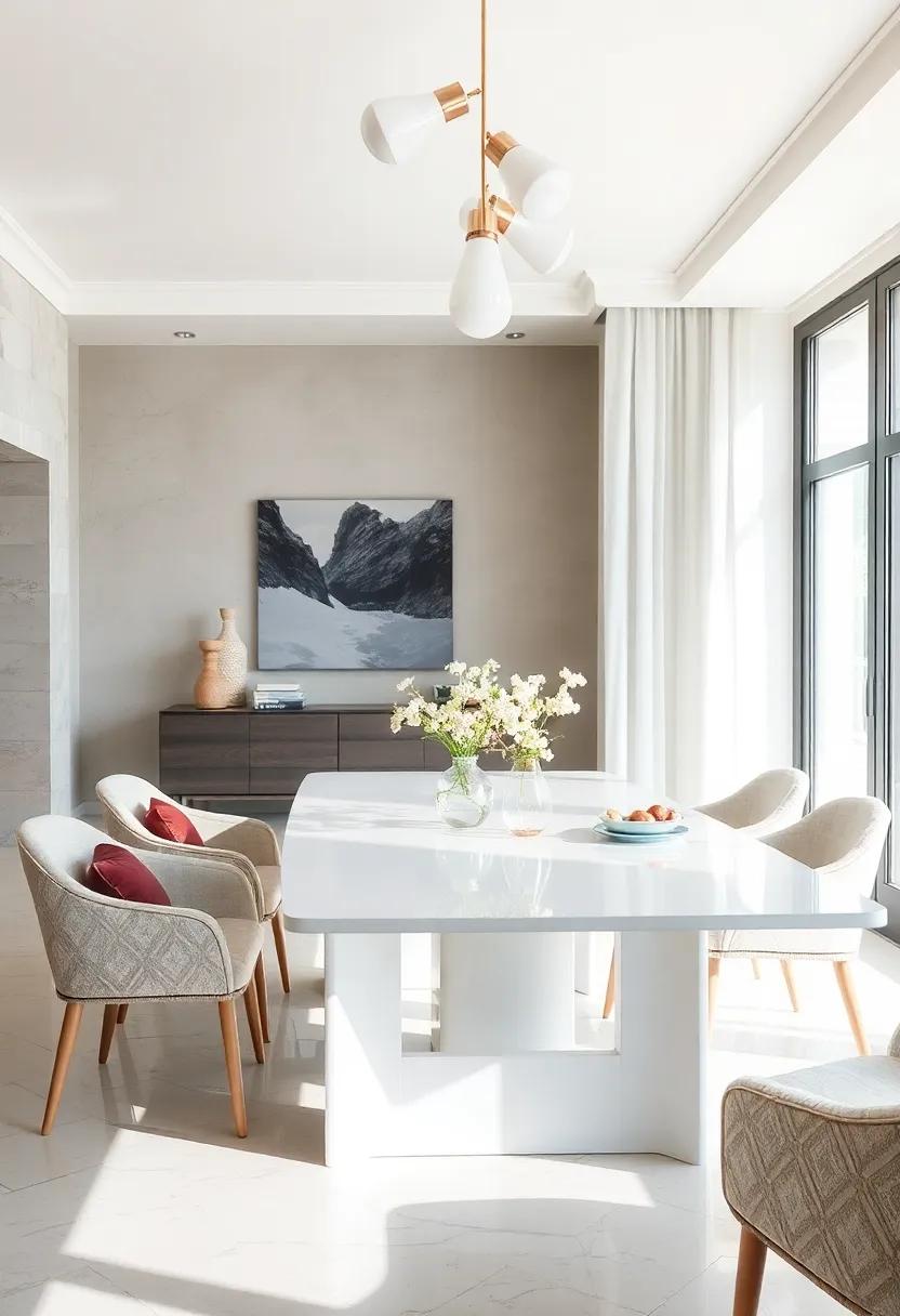The Impact of Glossy White Dining Tables Reflecting Natural Light to Brighten and Expand a Room