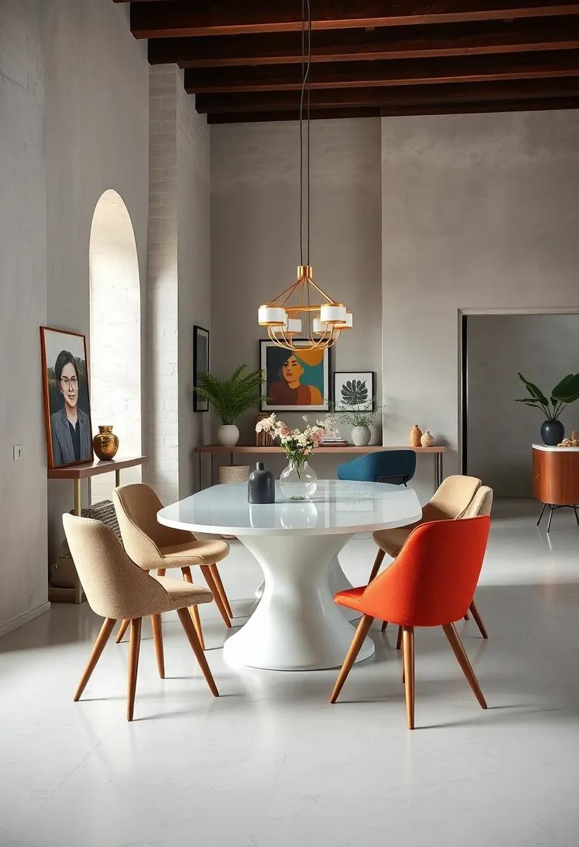 A White Dining Table Surrounded by Eclectic Chairs That Bring Personality and Charm to the Space