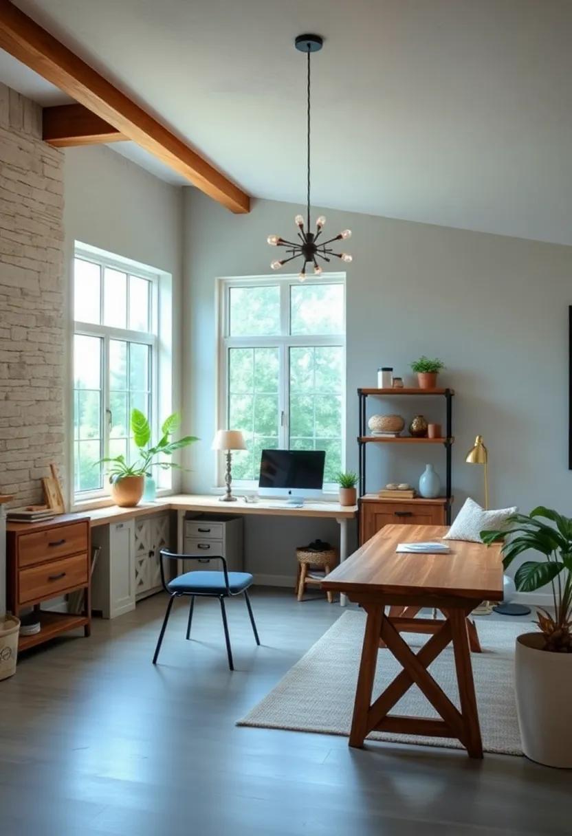 Charming Modern Farmhouse Home Offices Featuring Rustic Desk Designs