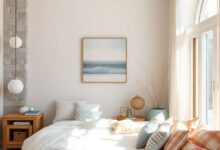 Serene Beach Cottage Bedroom: Driftwood Accents Meet Soft Pastel Hues