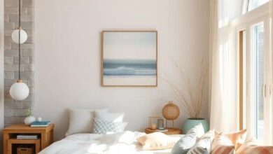 Serene Beach Cottage Bedroom: Driftwood Accents Meet Soft Pastel Hues