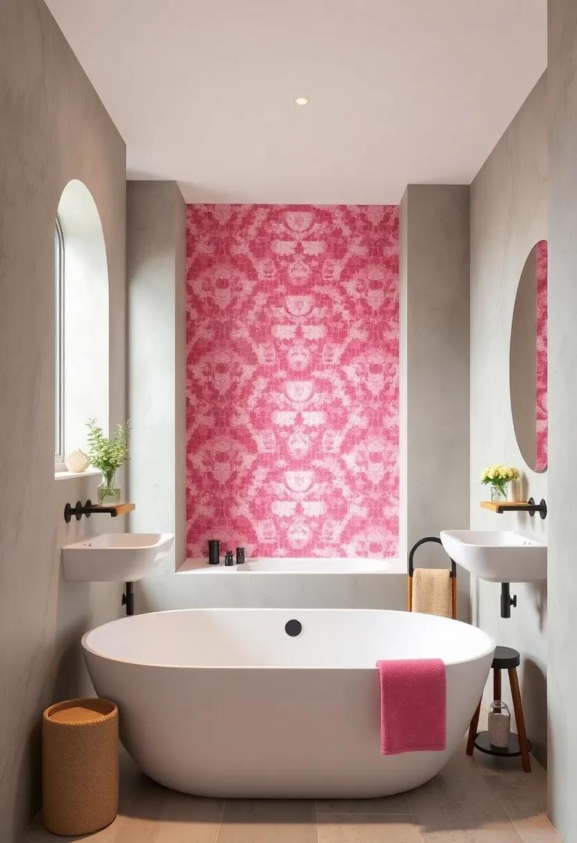 The Charm of Pink Mosaic Tile Backsplashes Bringing Intricate Detail to Simple Bathrooms