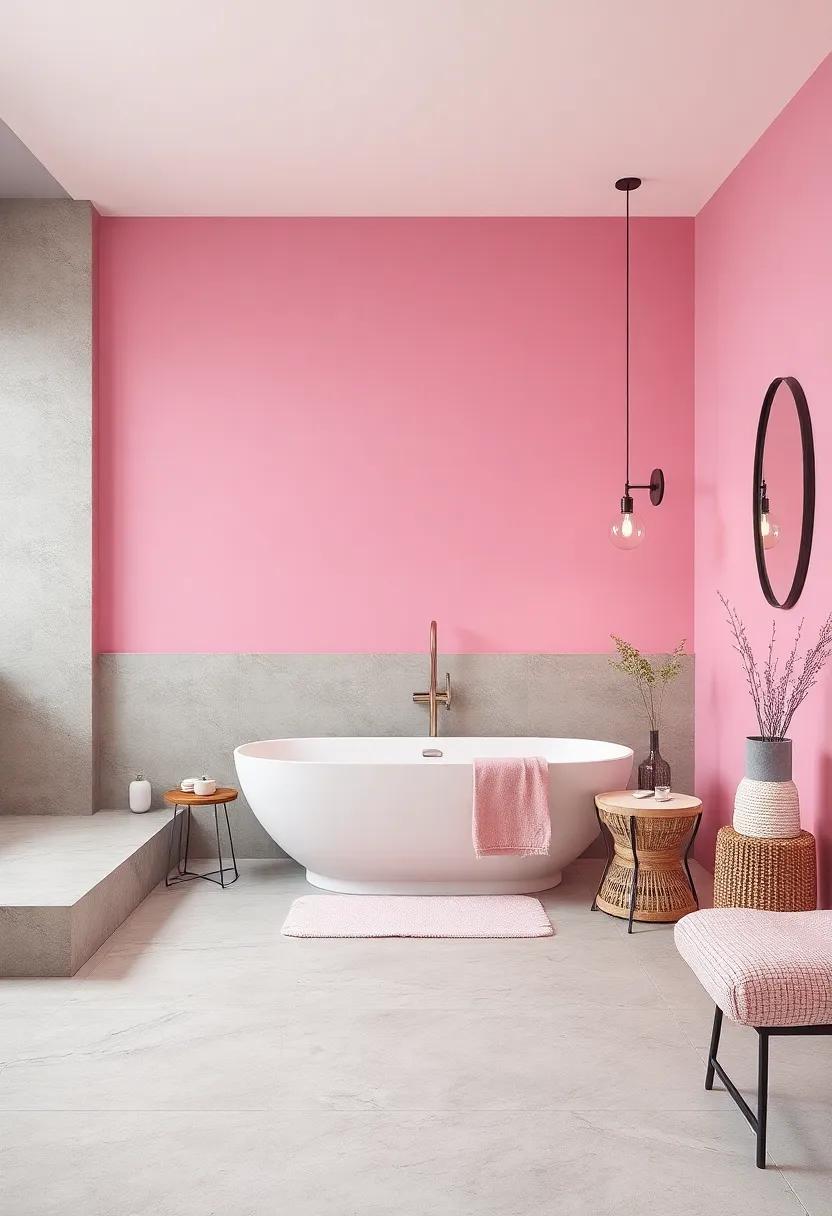 Lavender and Pink Color Gradients Creating a Dreamy Bathroom Atmosphere Full of Charm