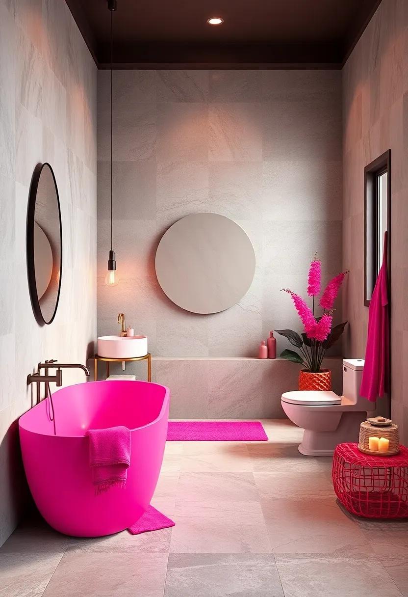 Mixing Bright Fuchsia and Soft Pink Elements for an Energetic Yet Balanced Bathroom Style