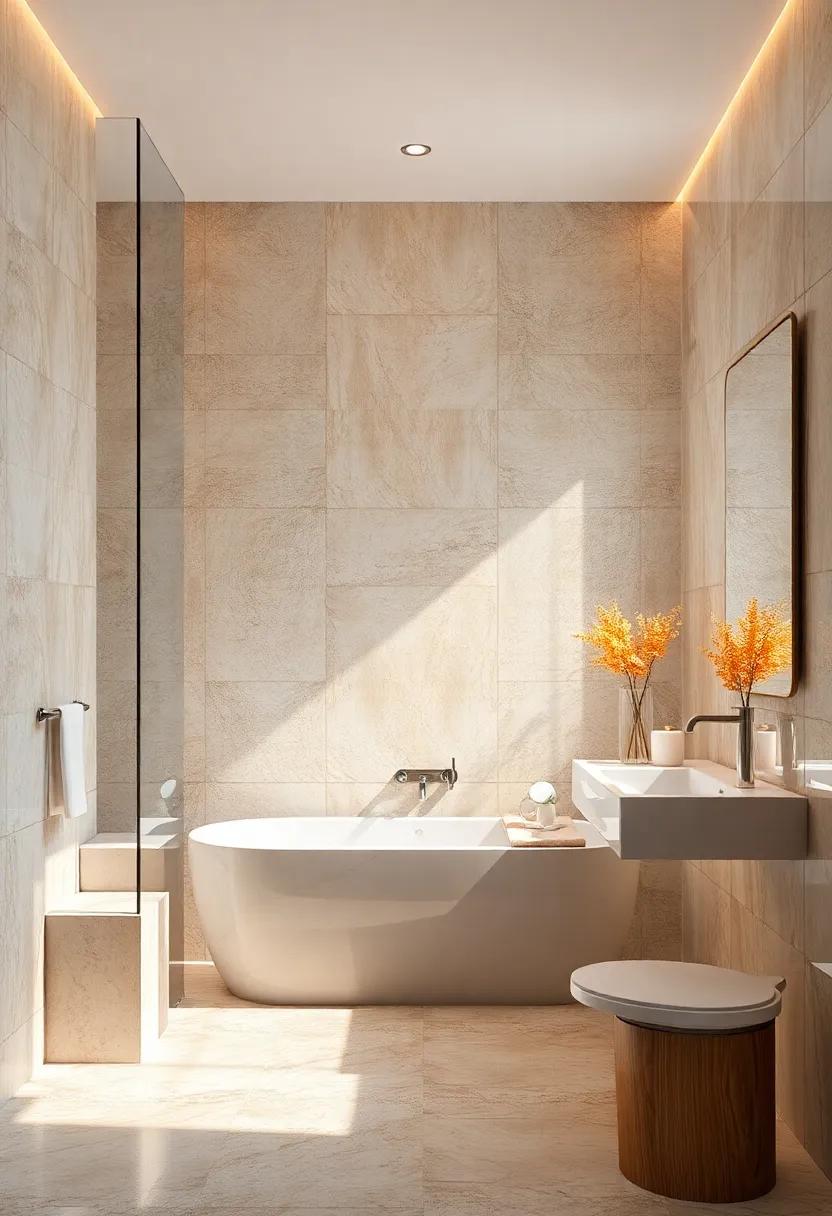 Glossy Tiles Reflecting Light to Create Vibrant and Airy Wall Surfaces in Bathroom Designs