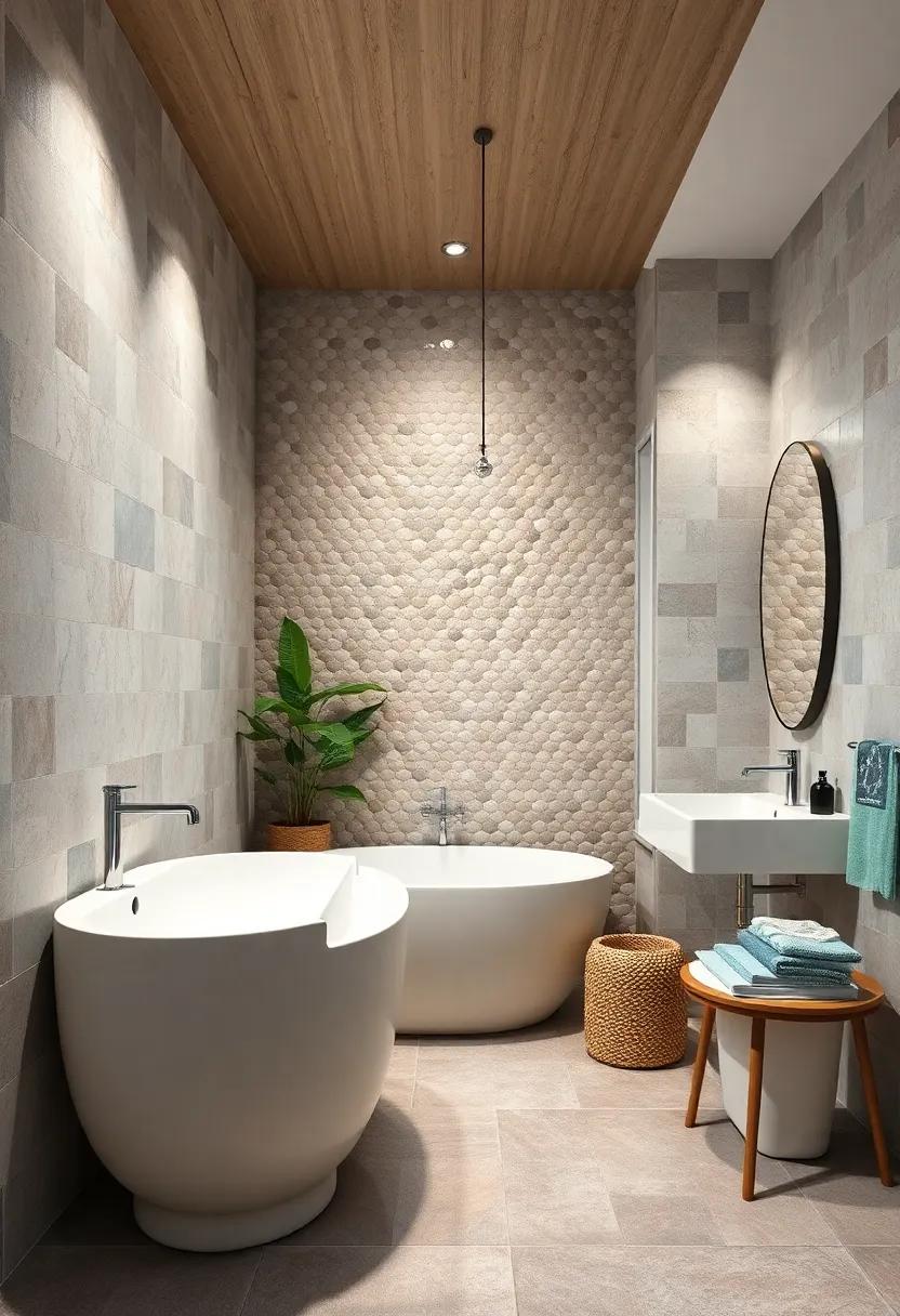 The Organic Feel of Pebble Mosaic Tiles Offering Earthy Texture and Visual Interest on Bathroom Walls