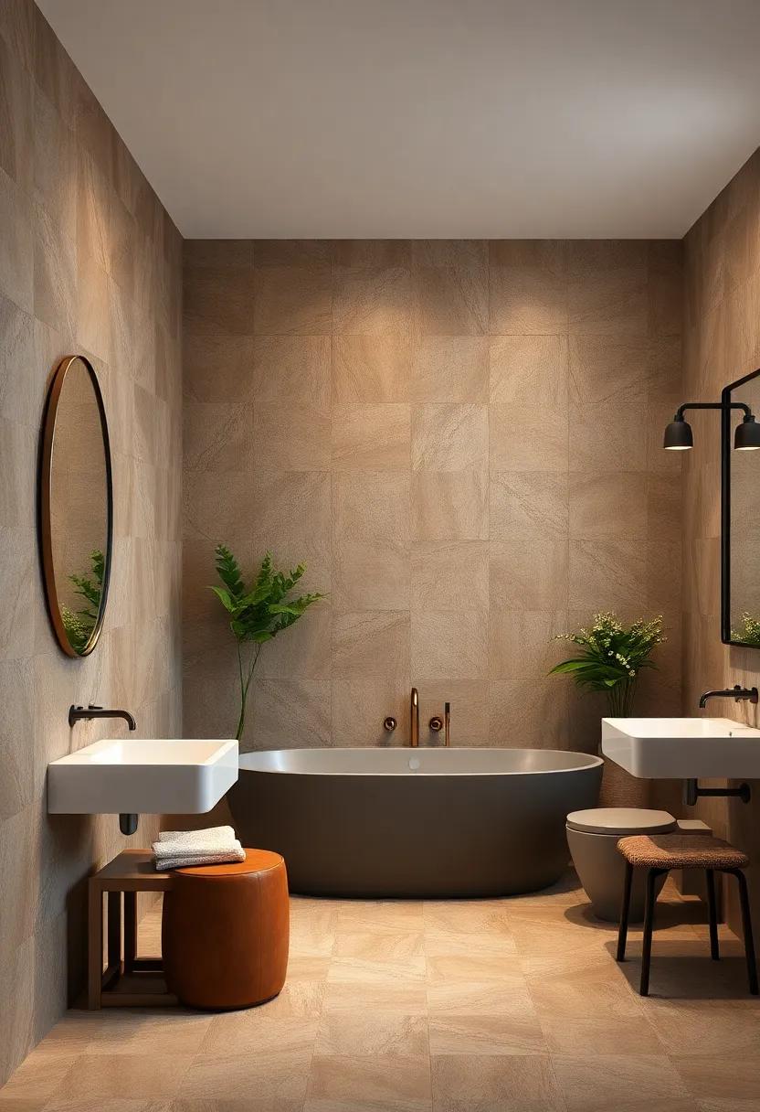 The Rich Texture of Faux Leather Wall Tiles Creating Warmth and Depth in Bathing Spaces