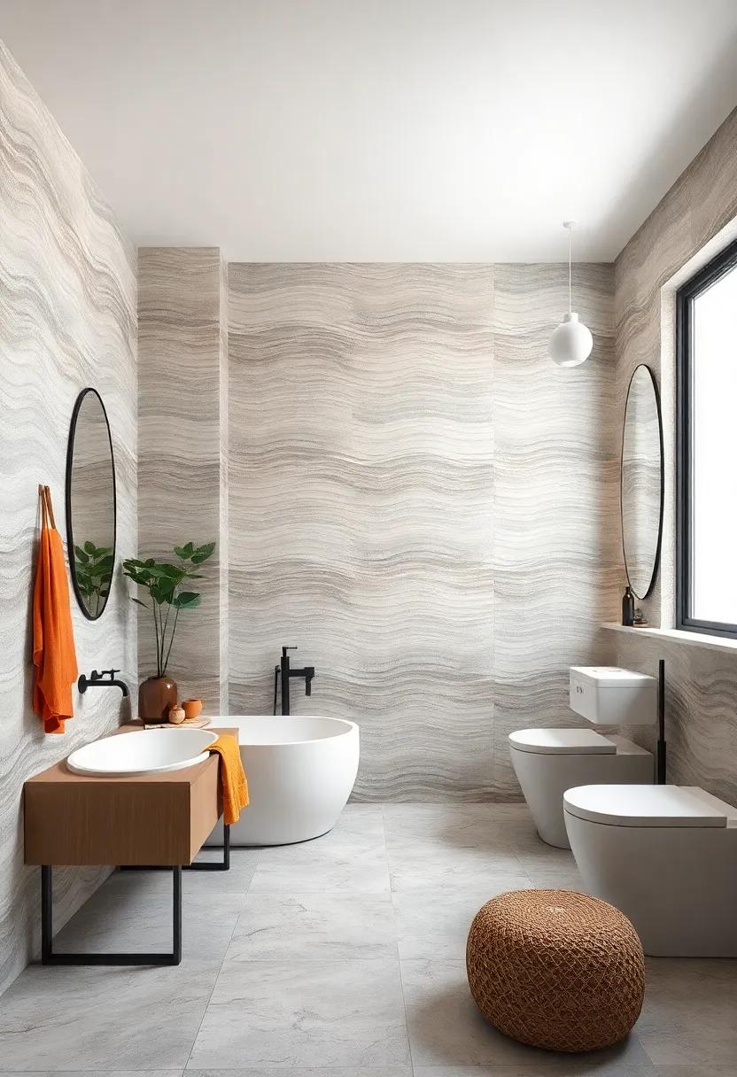Tactile Wave Pattern Tiles Introducing Fluid Motion and Calm Texturality to Bathroom Walls