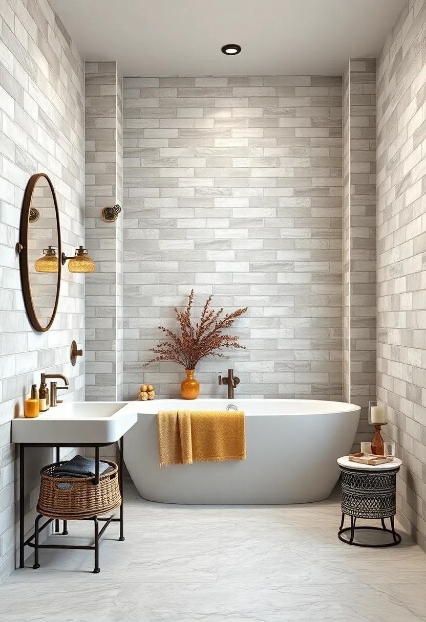 Vintage Subway Tiles With Raised Edges Giving Classic Charm and Tactile Character to Bathroom Walls