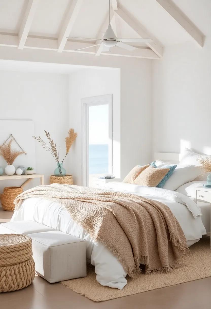 Classic Nautical Stripes Incorporated Into Soft White Bedding Sets Paired With Ocean Green And Frosted Blue Accents