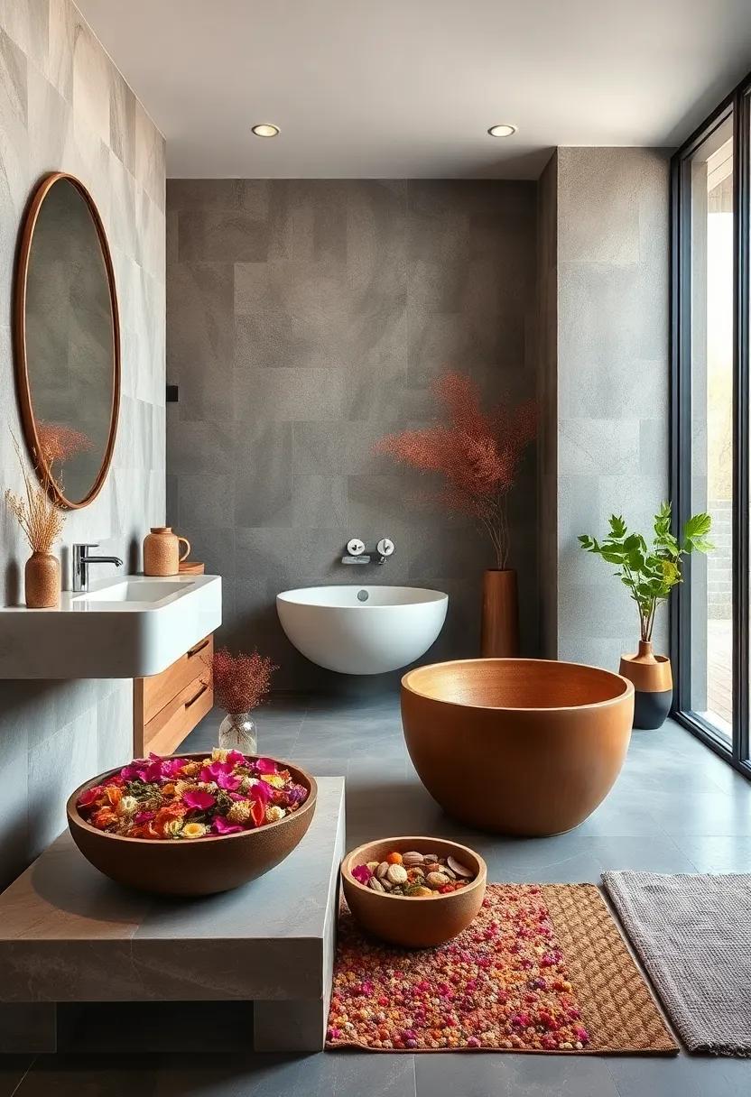 Chic Potpourri: Fill bowls ⁤with dried ⁣flowers ⁤and⁤ herbs to infuse ​your bathroom with natural⁣ scents⁢ that ​evoke a serene environment