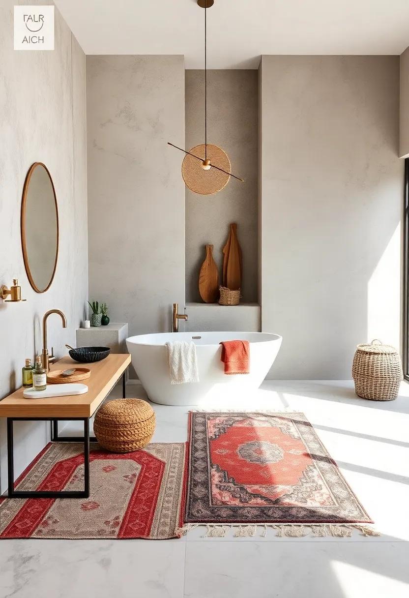 Layered ​Rugs: Use ⁢a combination of patterned rugs in different sizes to introduce warmth and⁣ dimension to your bathroom floor