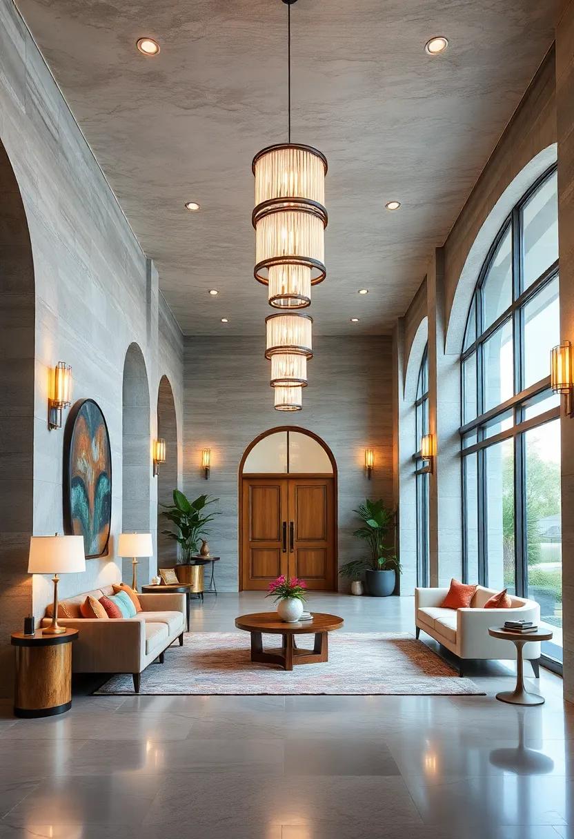 Luxury-Inspired Lighting Fixtures Like Statement Chandeliers Or Pendant Lights As Entryway Focal Points