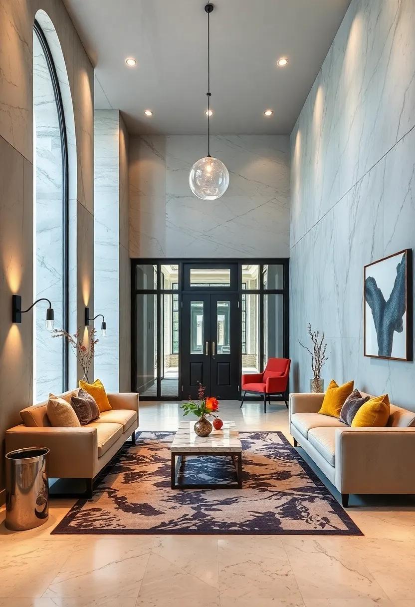Smooth Marble Or Stone Surfaces That Contrast Warm Textures With Luxe Coolness In Entry Spaces
