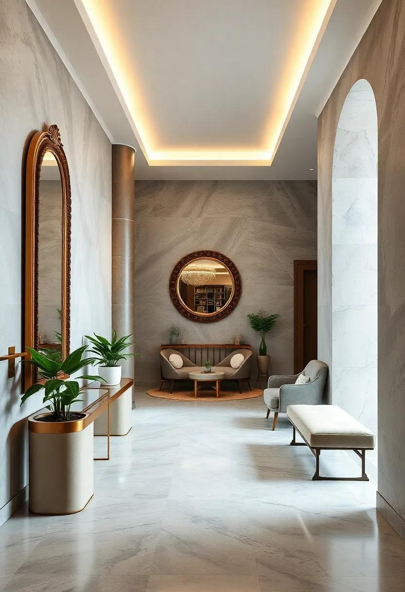 Statement Mirrors With Ornate Frames Reflecting Boutique Sophistication And Space Enhancement