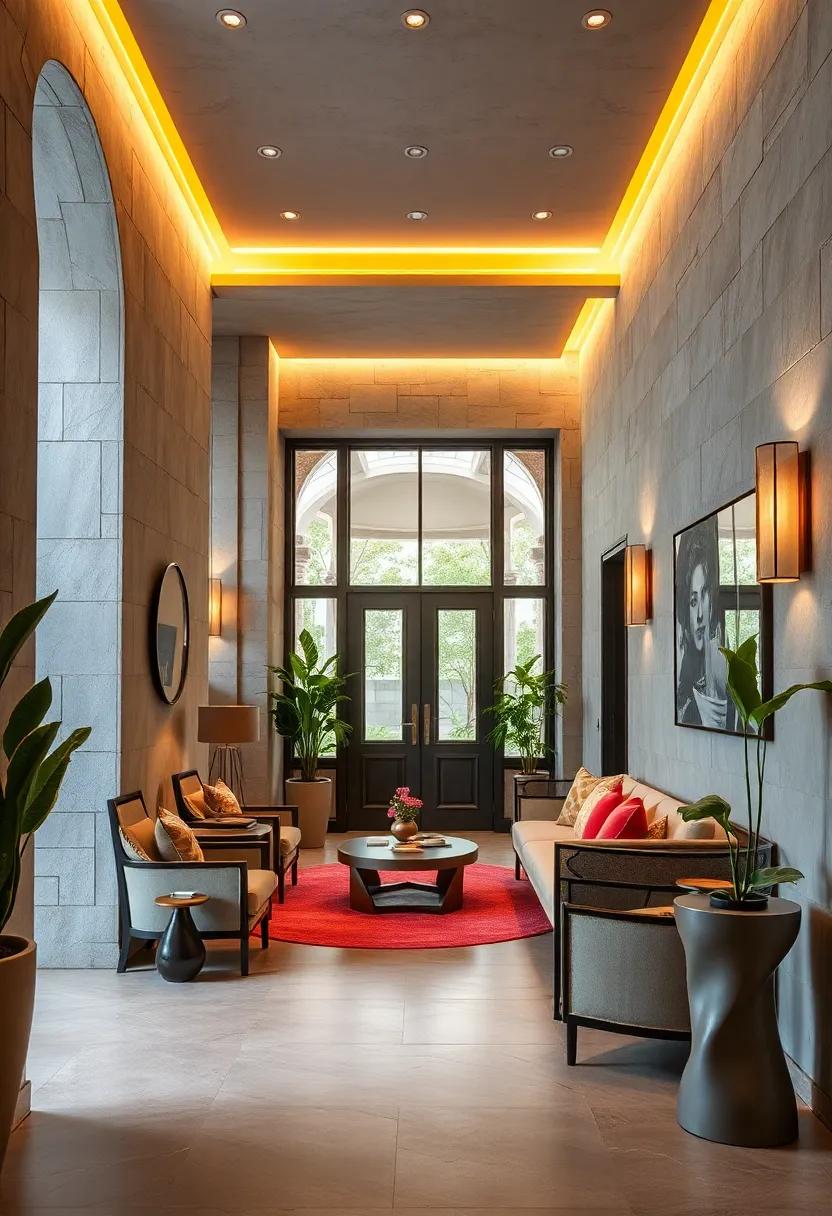 Warm Lighting That Mimics Boutique Hotel Ambiance To Create An Inviting Entryway Glow